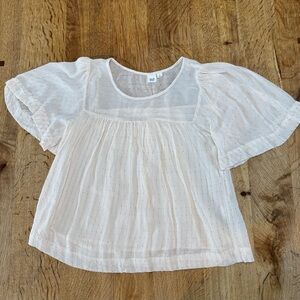GAP Cream Blouse with Subtle Gold Stripes